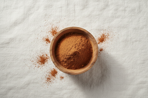 Ground Cinnamon — wooden bowl