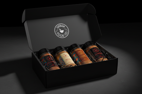Urban Food Co. gift box with logo on lid